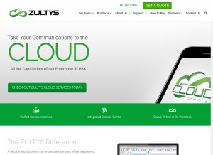 How zultys.com looks like on a tablet such as an iPad.