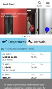 How zurich-airport.com looks like on a mobile device such as an iPhone.