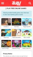 How zuzu.games looks like on a mobile device such as an iPhone.