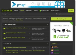How zwame.pt looks like on a tablet such as an iPad.