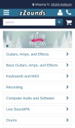 How zzounds.com looks like on a mobile device such as an iPhone.